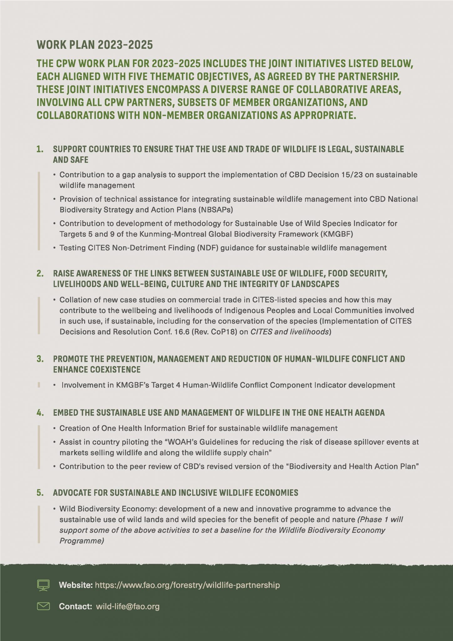 Game and Wildlife Conservation 20232025 CPW Work Plan Game and